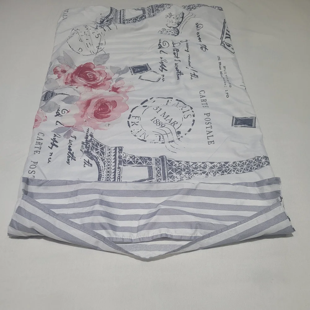 King Pillowcase Paris Graphic Print Pattern Bedding Decor Stripe Eiffel Tower